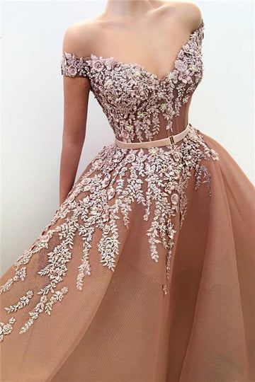 UNIQUE OFF-THE-SHOULDER SWEETHEART LONG PROM PARTY GOWNS HZ1023